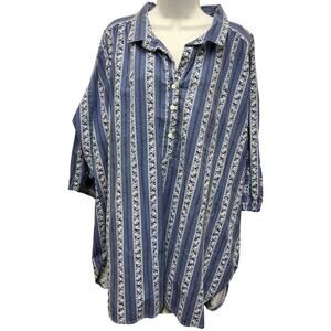 Vintage Jaylan Mens Blue Stripe Floral Oversized Button Shirt Size 50 Hawaiian